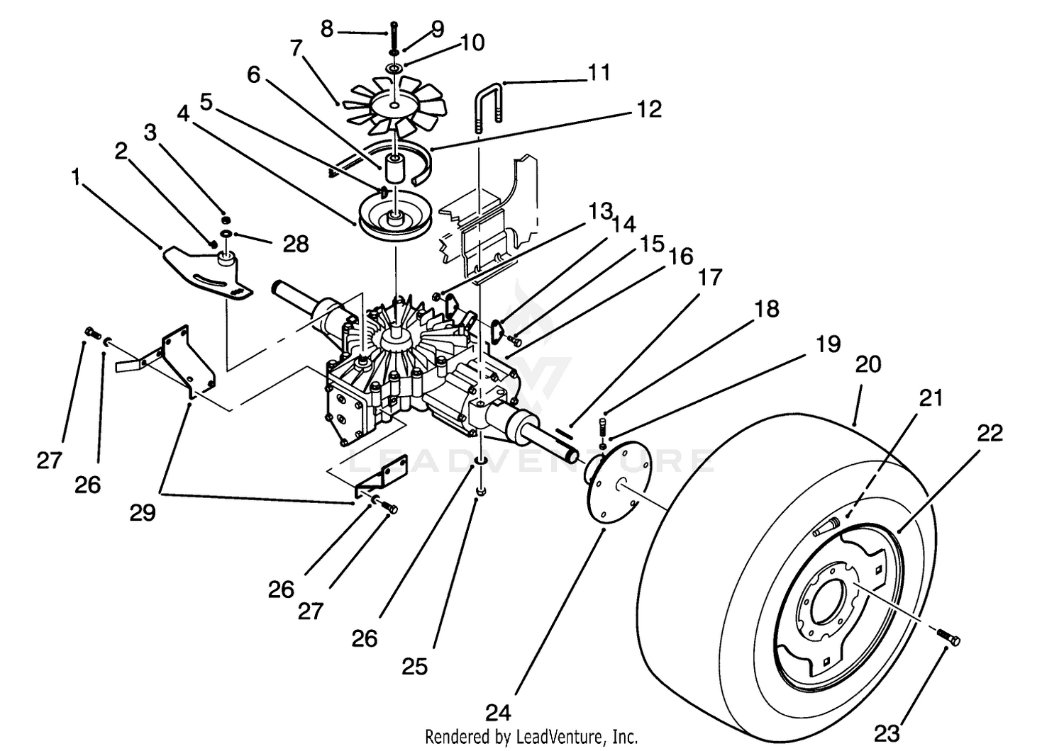 Rear Wheel And Transmission Assembly