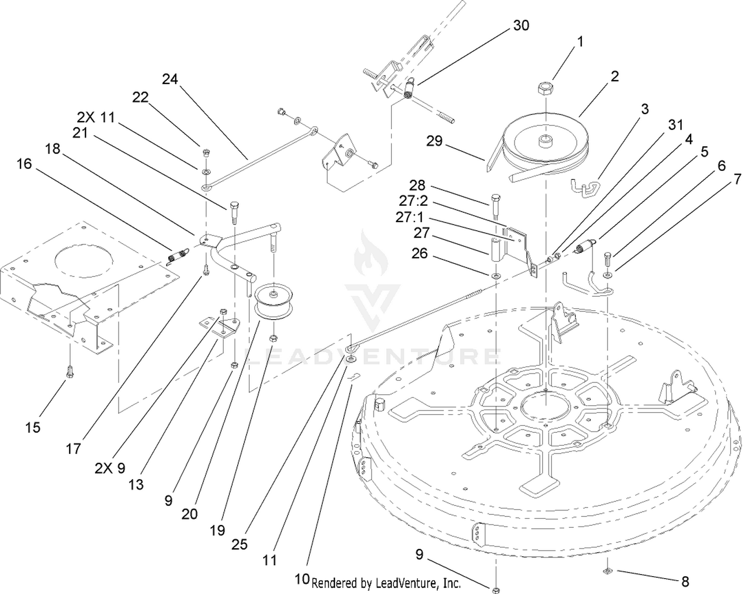 32 Inch Deck Blade Drive and Brake Assembly
