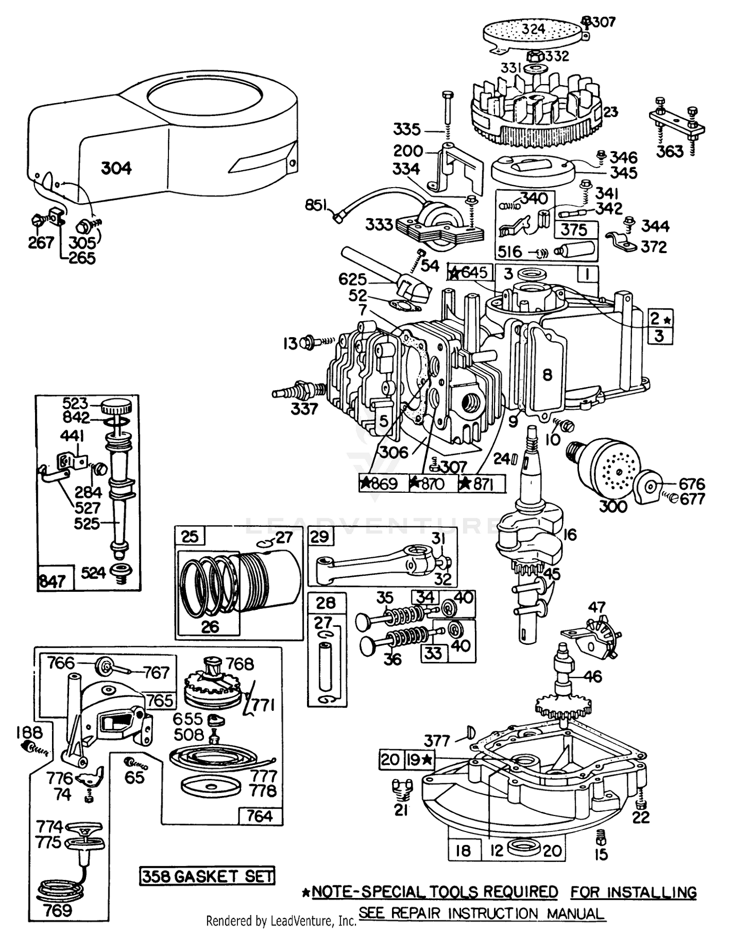 Engine Briggs  Stratton Model 92908-1842-01 For 21" Hand Propelled Model 16113 And 21" Self Propelled Model 16277