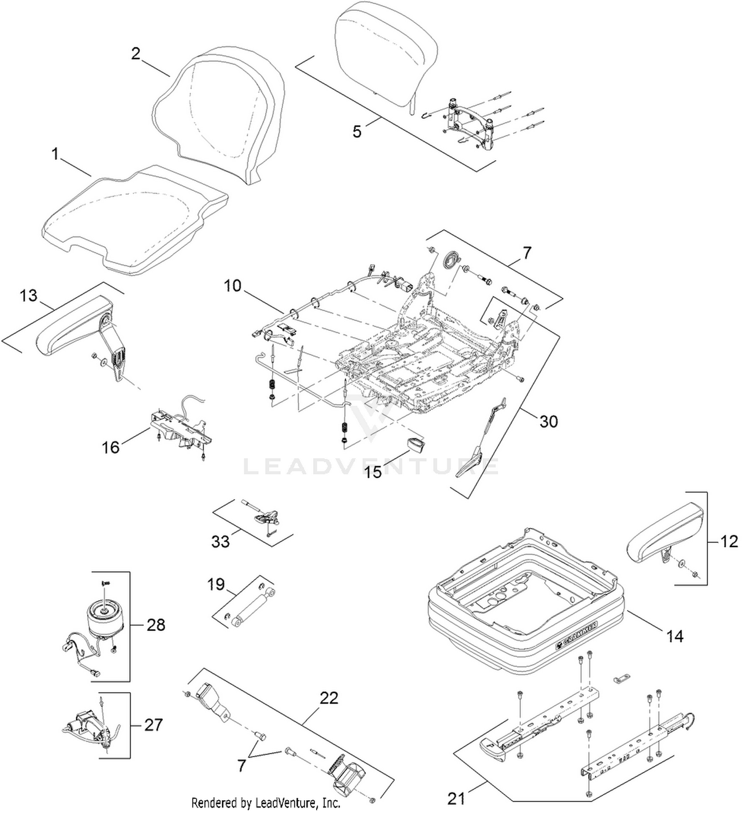 Cloth Air Ride Seat Assembly
