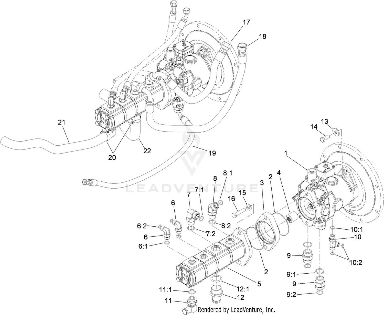 Hydraulic Pump and Plumbing Assembly