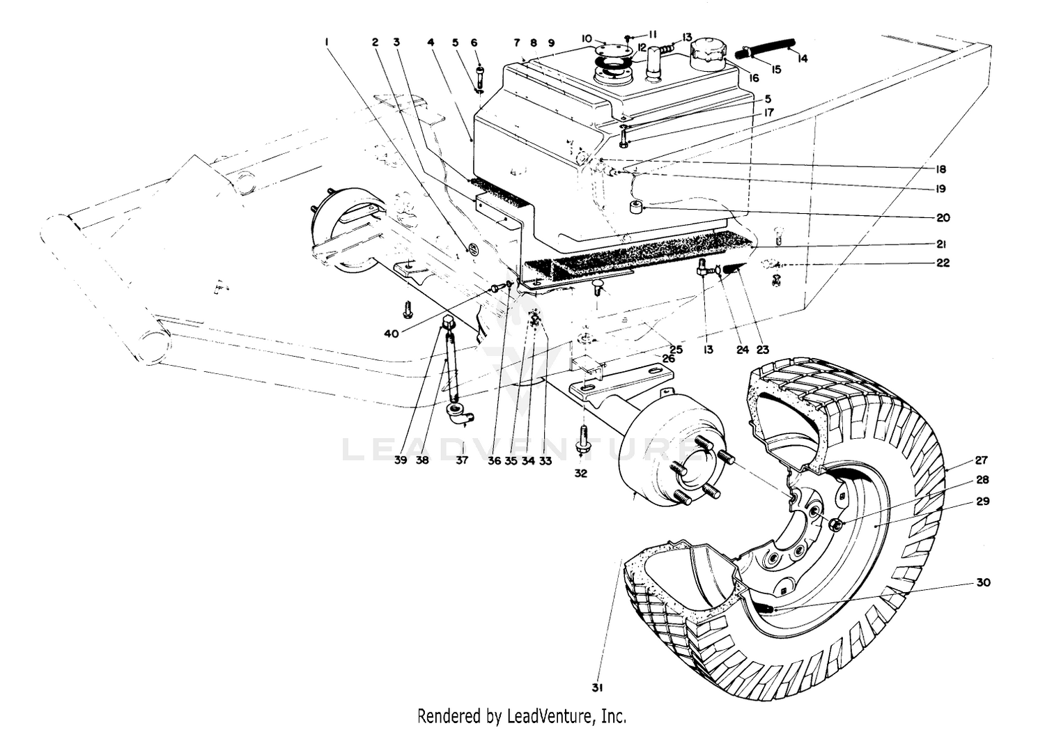 Front Axle And Gas Tank Assembly