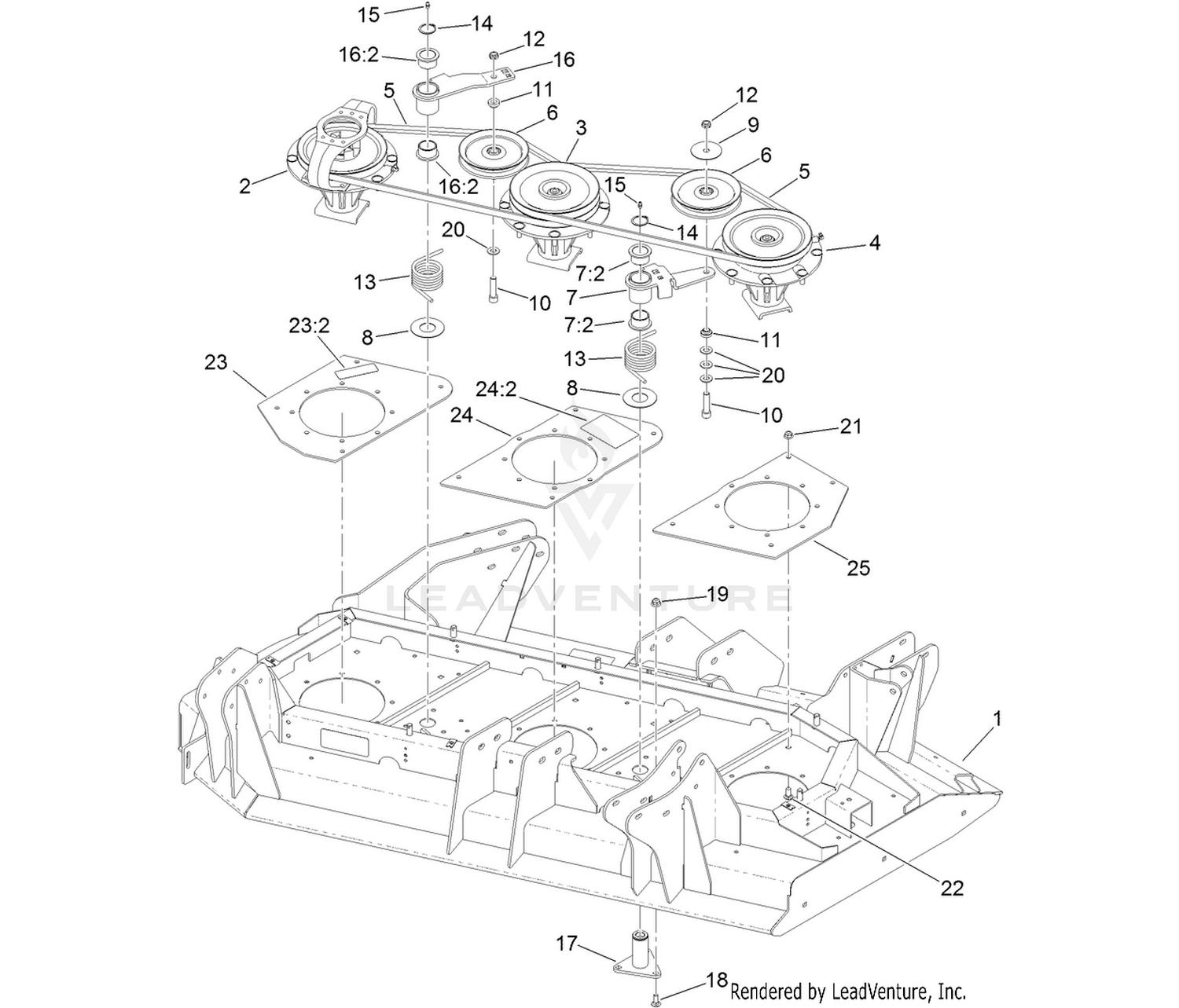 Right Hand Deck Belt and Spindle Assembly