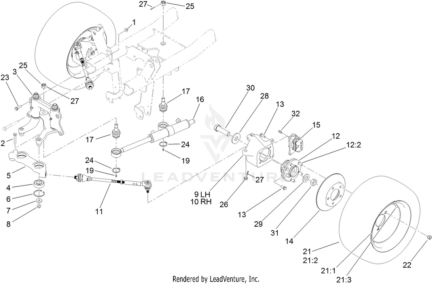 Steering and Front Wheel Assembly