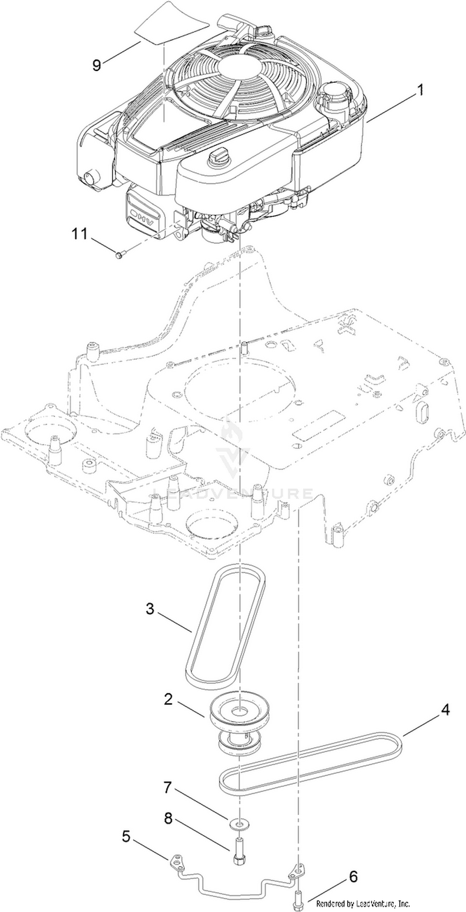 Engine and Pulley Assembly