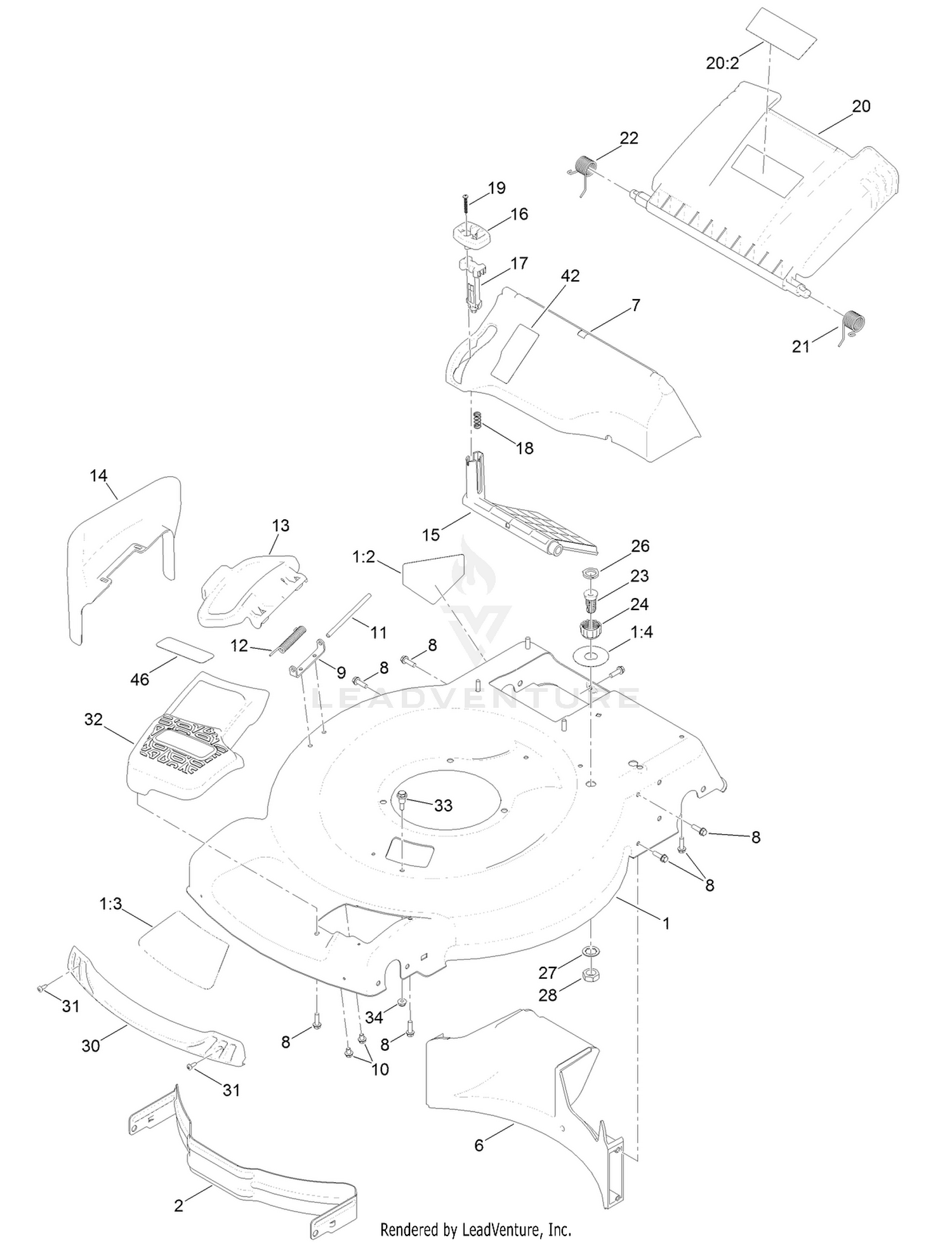 Housing and Rear Deflector Assembly