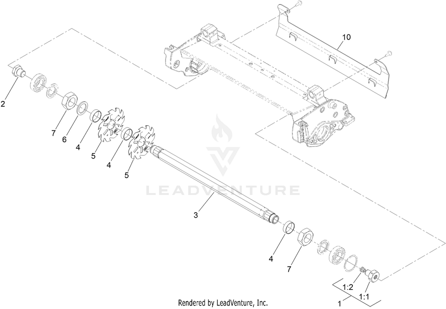Dethatcher Reel and Drive Assembly