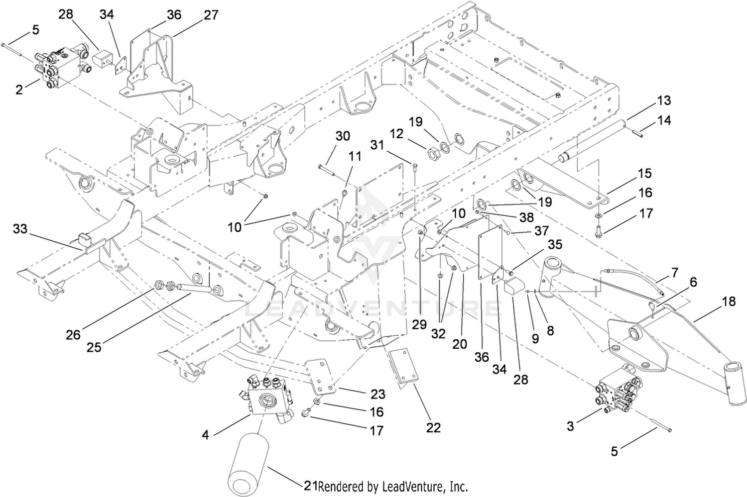 Frame, Rear Axle Mount and Bumper Assembly