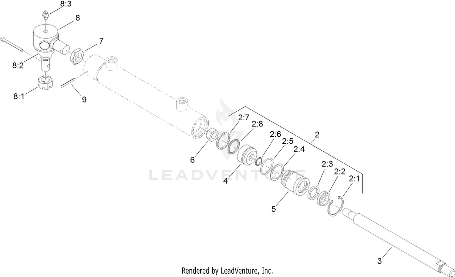 Hydraulic Steering Cylinder Assembly No. 98-0661