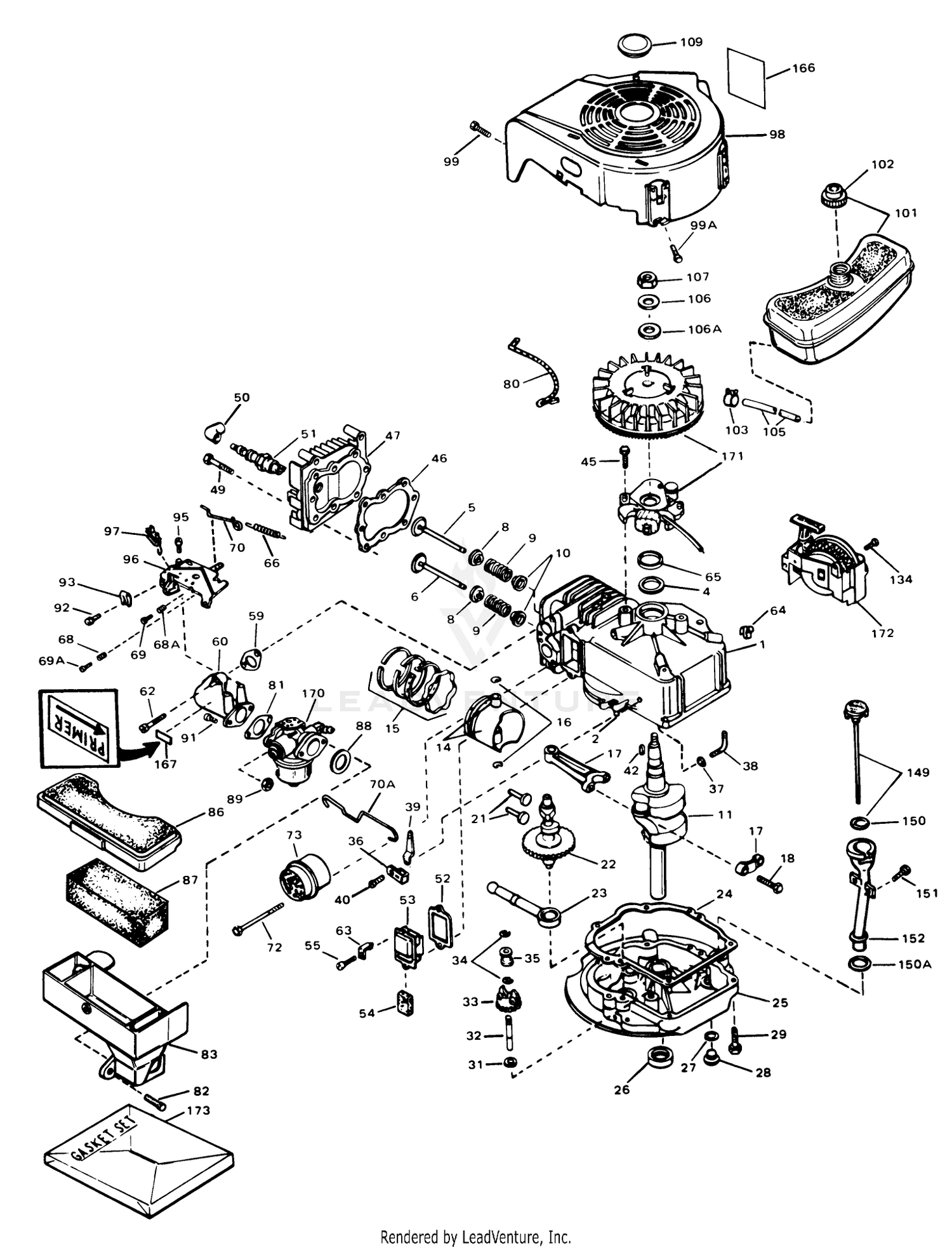 Engine Tecumseh Model Tvs 90-43007