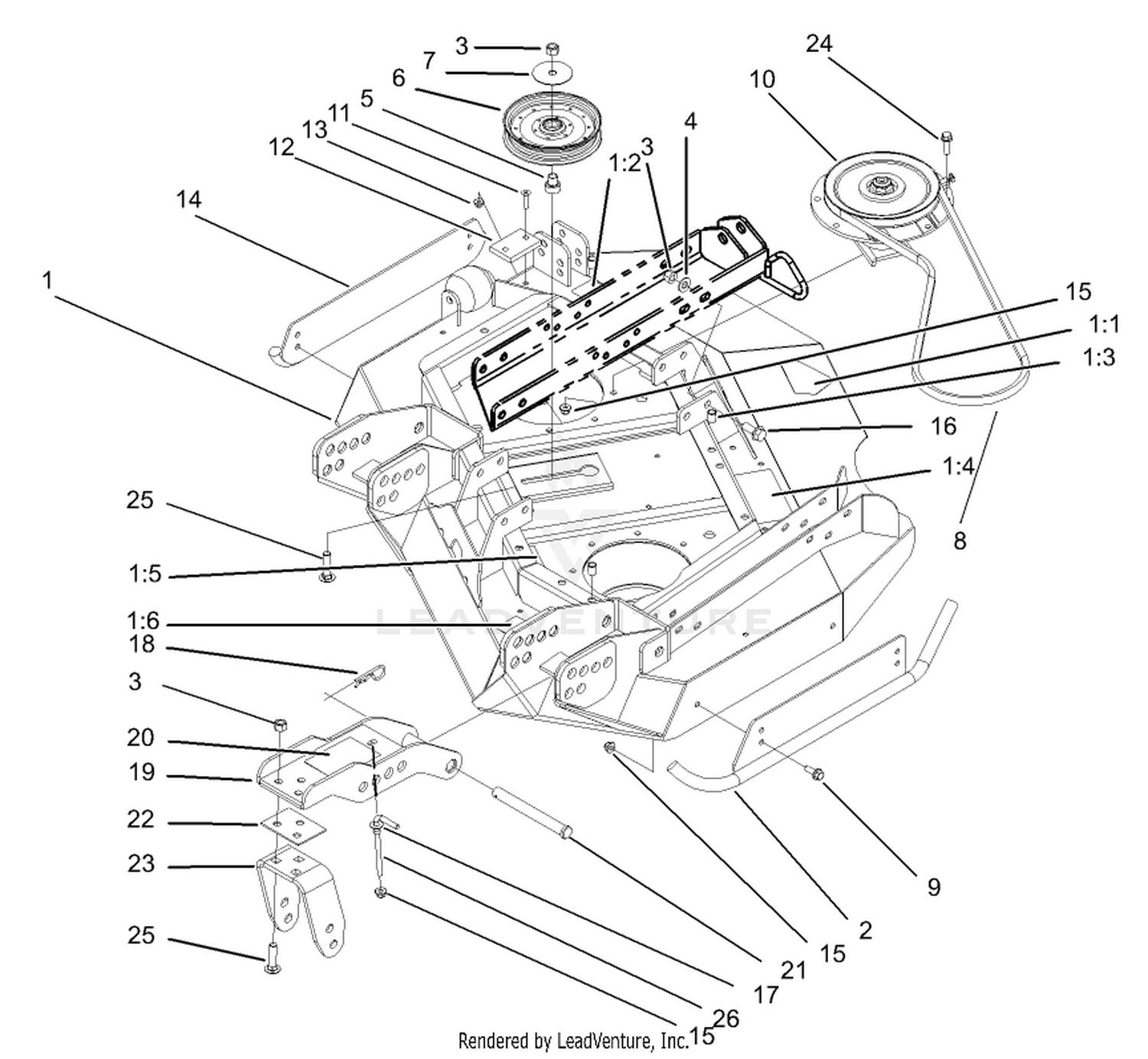 Left Hand Deck, Idler and Skid Assembly