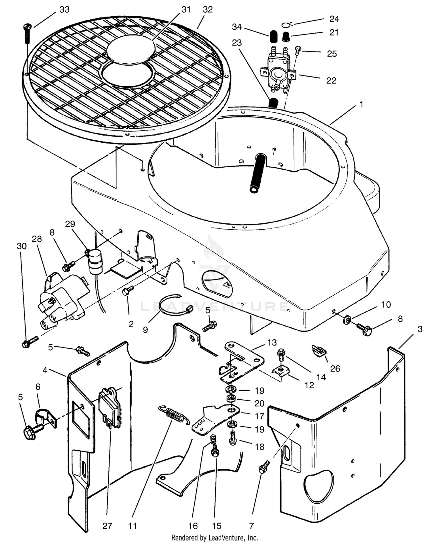 Covers, Fuel Pump, Coil, Regulator  Governor Linkage Assembly
