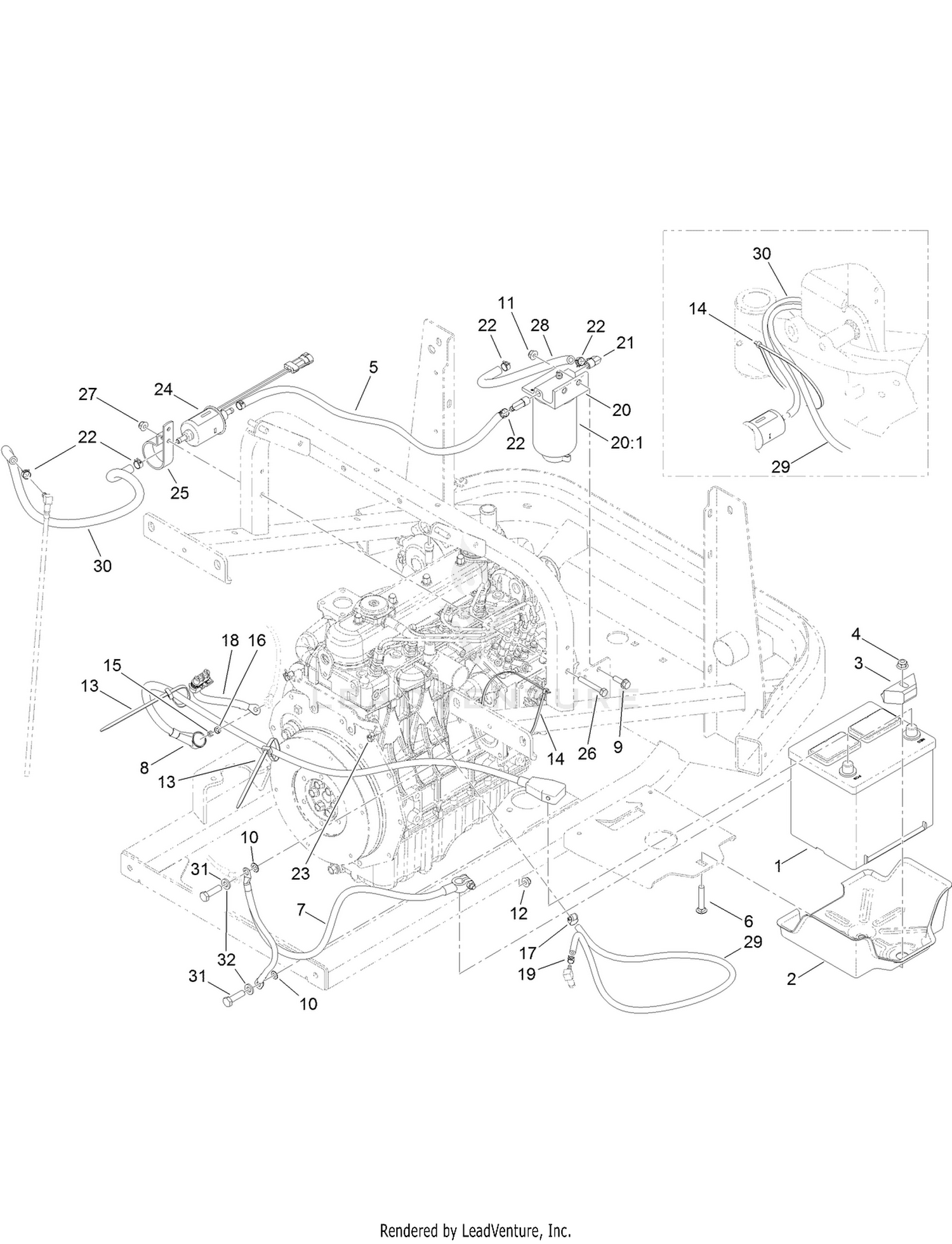 Battery and Fuel Delivery Assembly