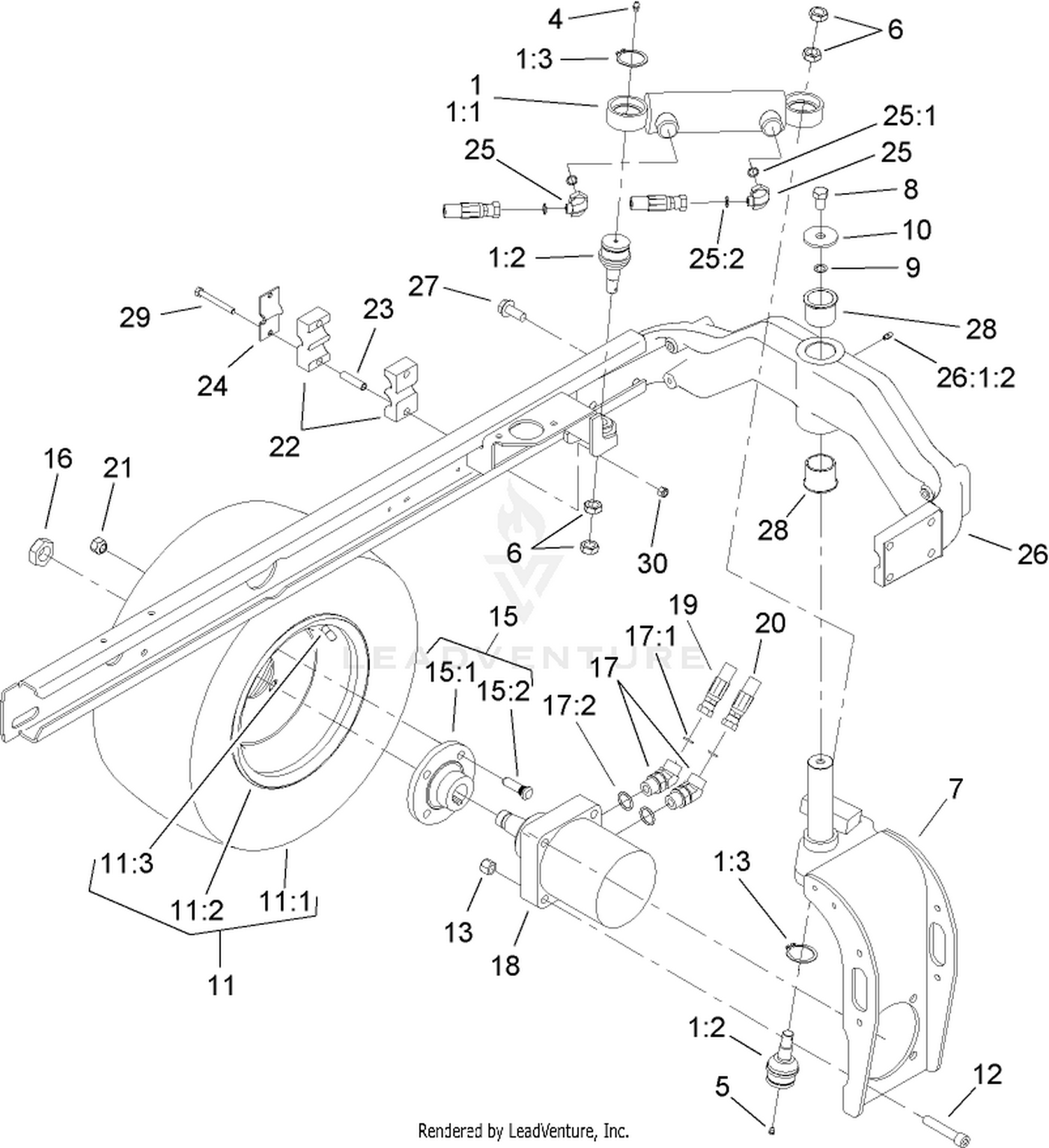 Rear Fork and Tire Assembly
