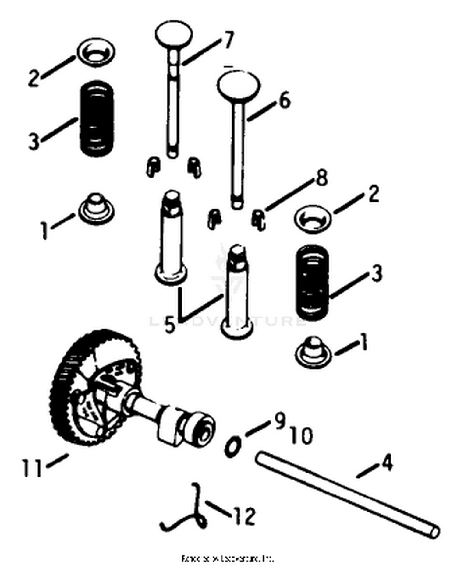 Camshaft  Valves-Engine Assembly-Kohler Model K-321s Spec. No. 60407