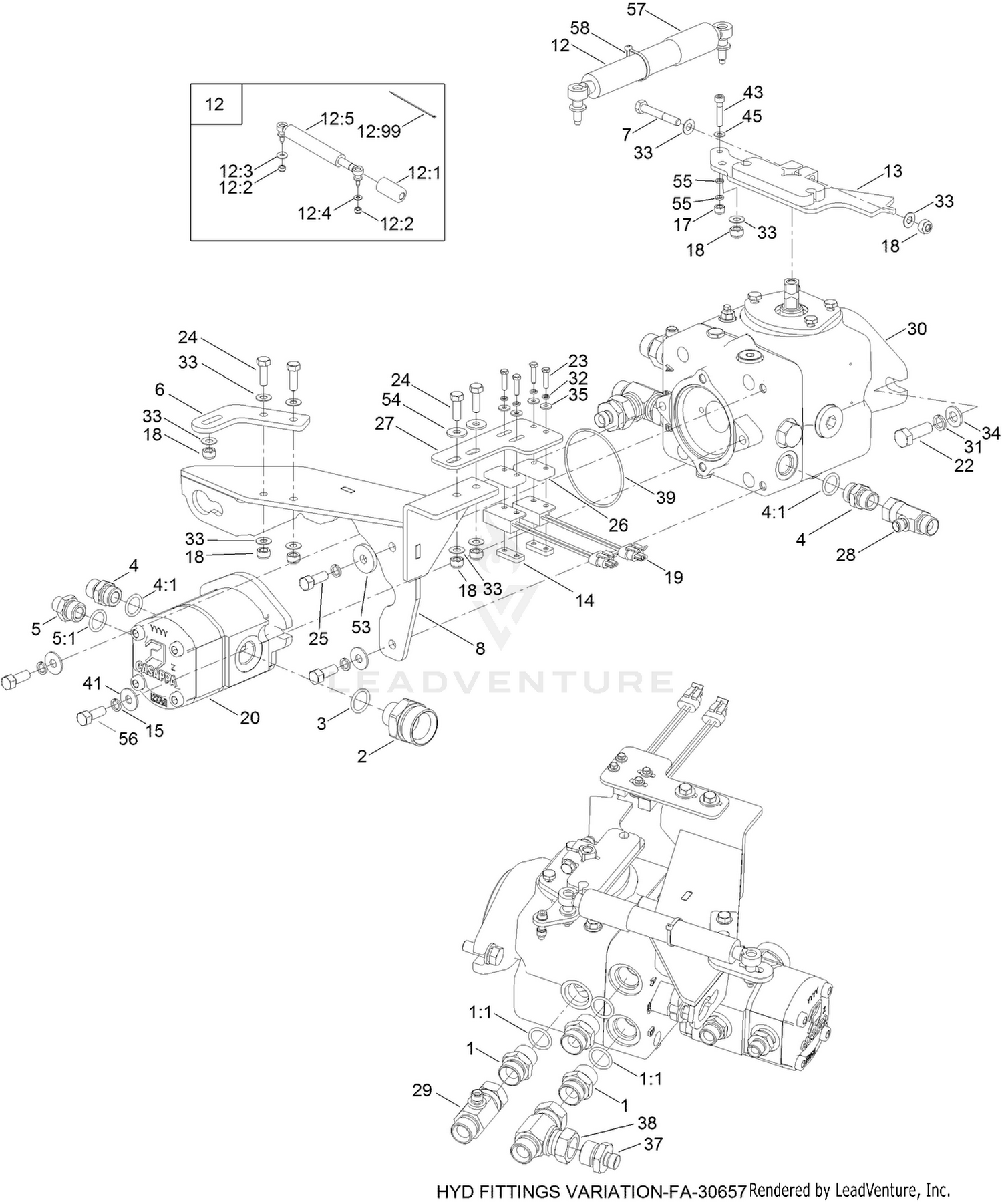 Transmission and Tandem Pump Assembly