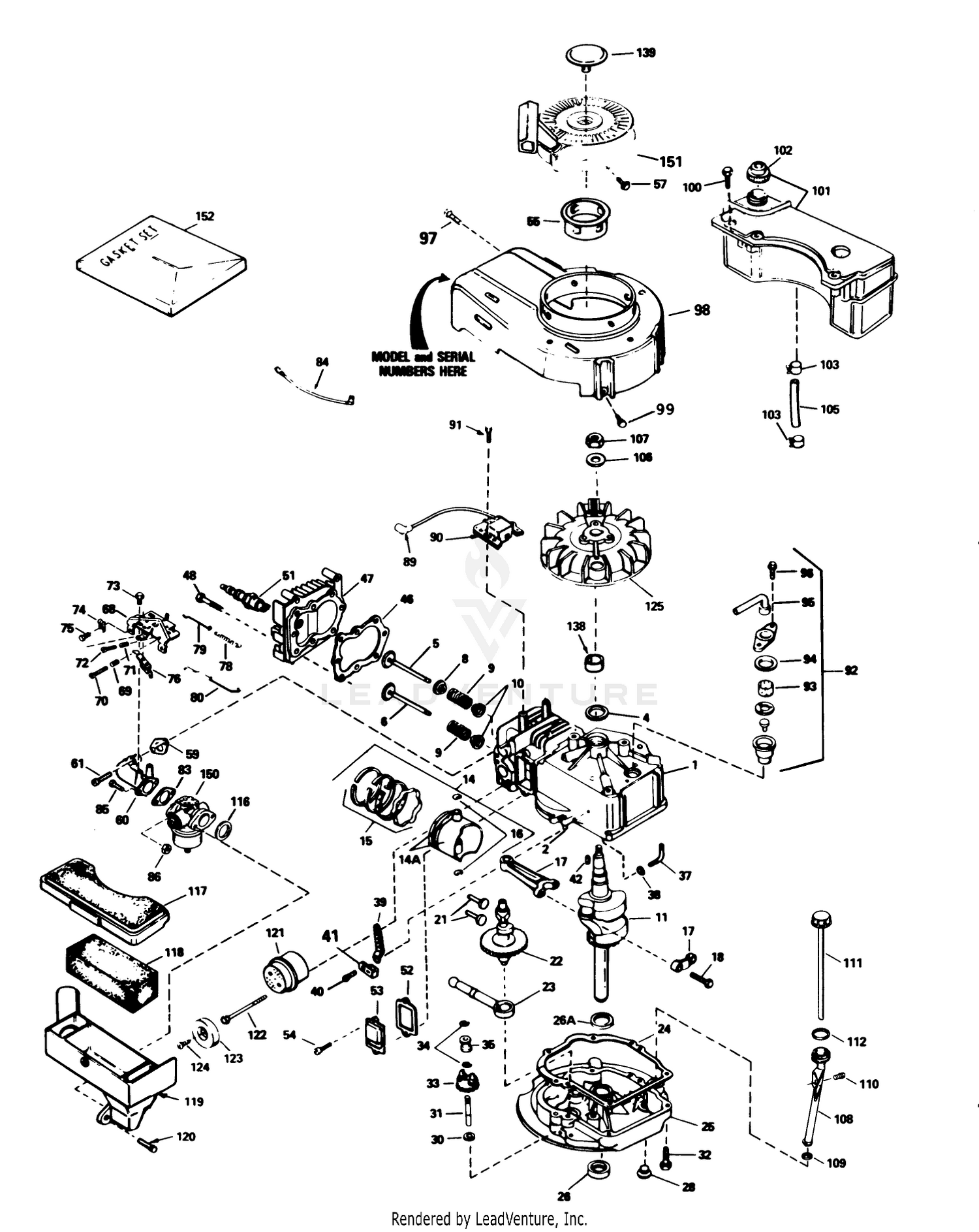 Engine Tecumseh Model No. Tvs100-44014b