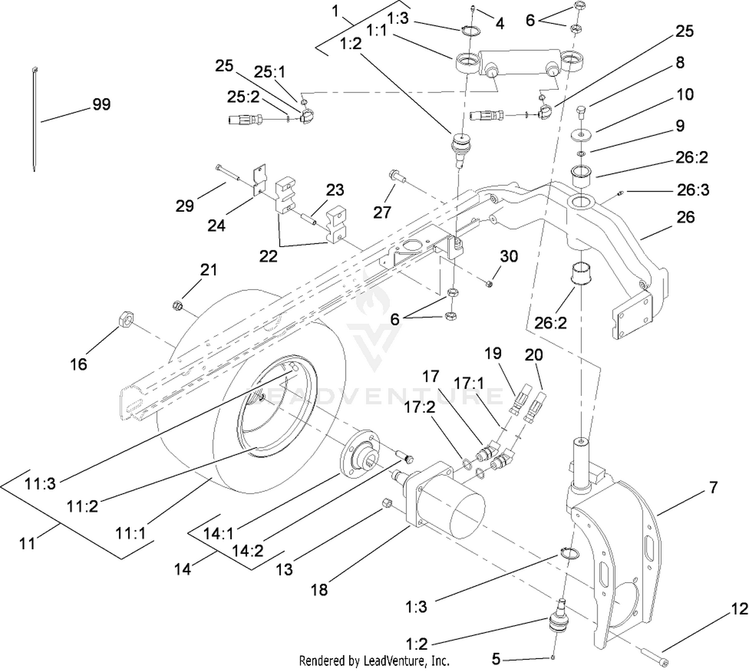 Rear Fork and Tire Assembly