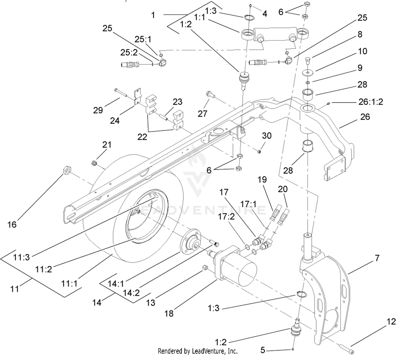 Rear Fork and Tire Assembly