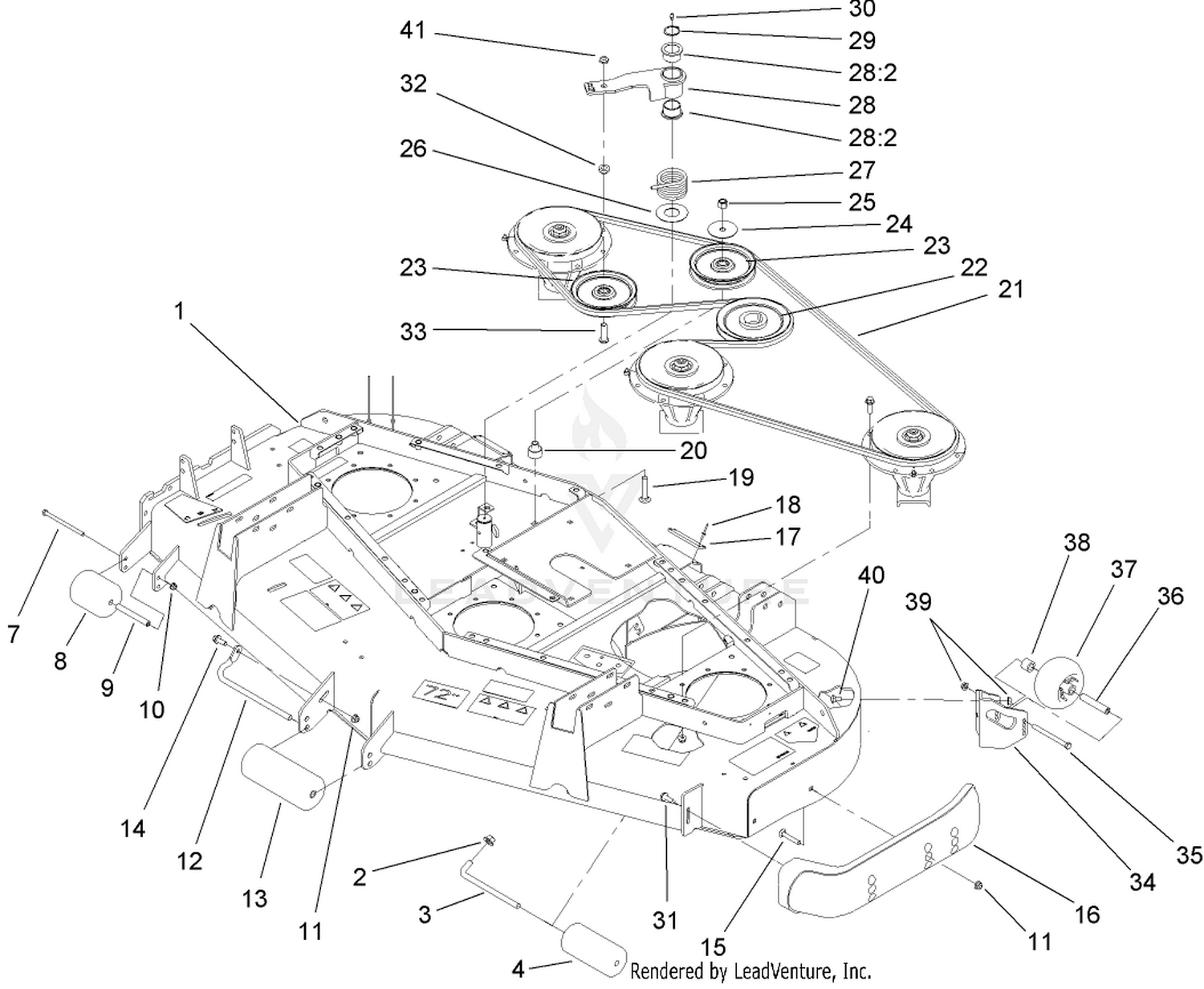 Deck, Belt and Pulley Assembly