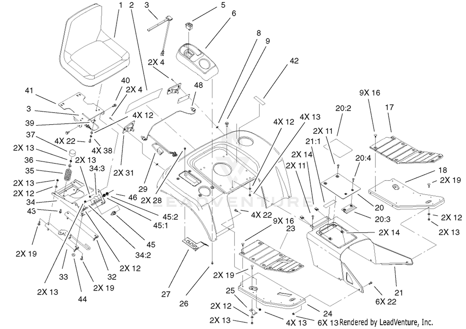 Fender, Footrest,  Seat Assembly