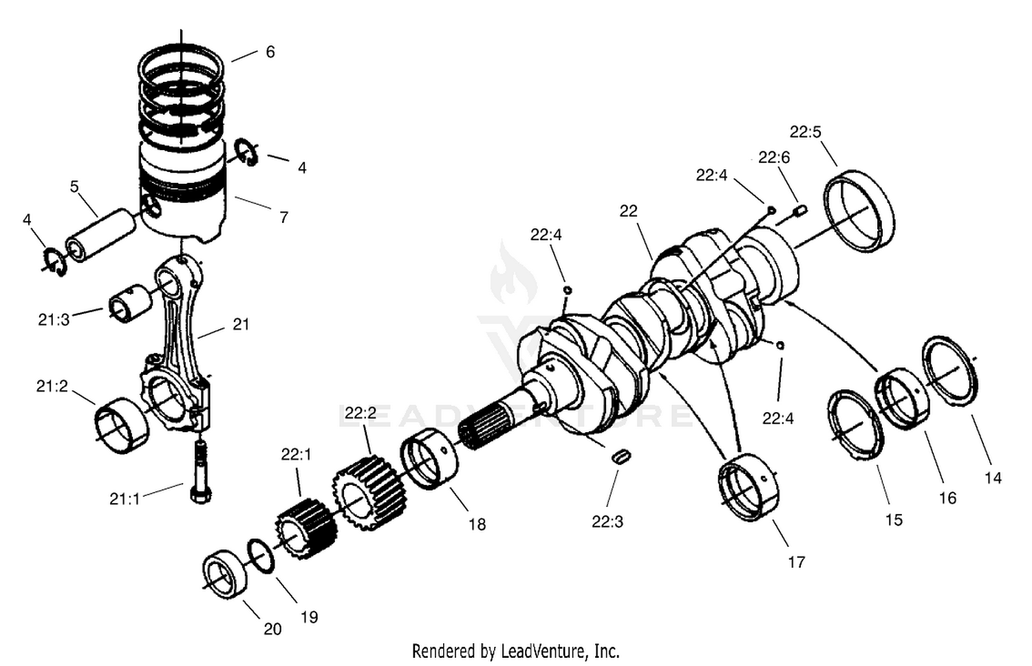 Piston and Crankcase Assembly