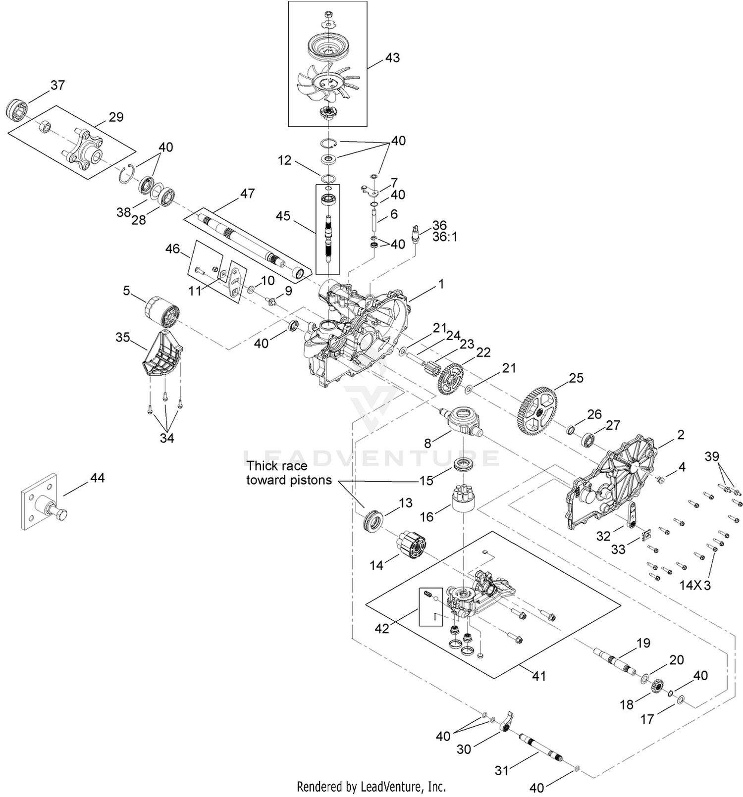 Left Hand Hydro Transaxle Assembly No. 119-3360