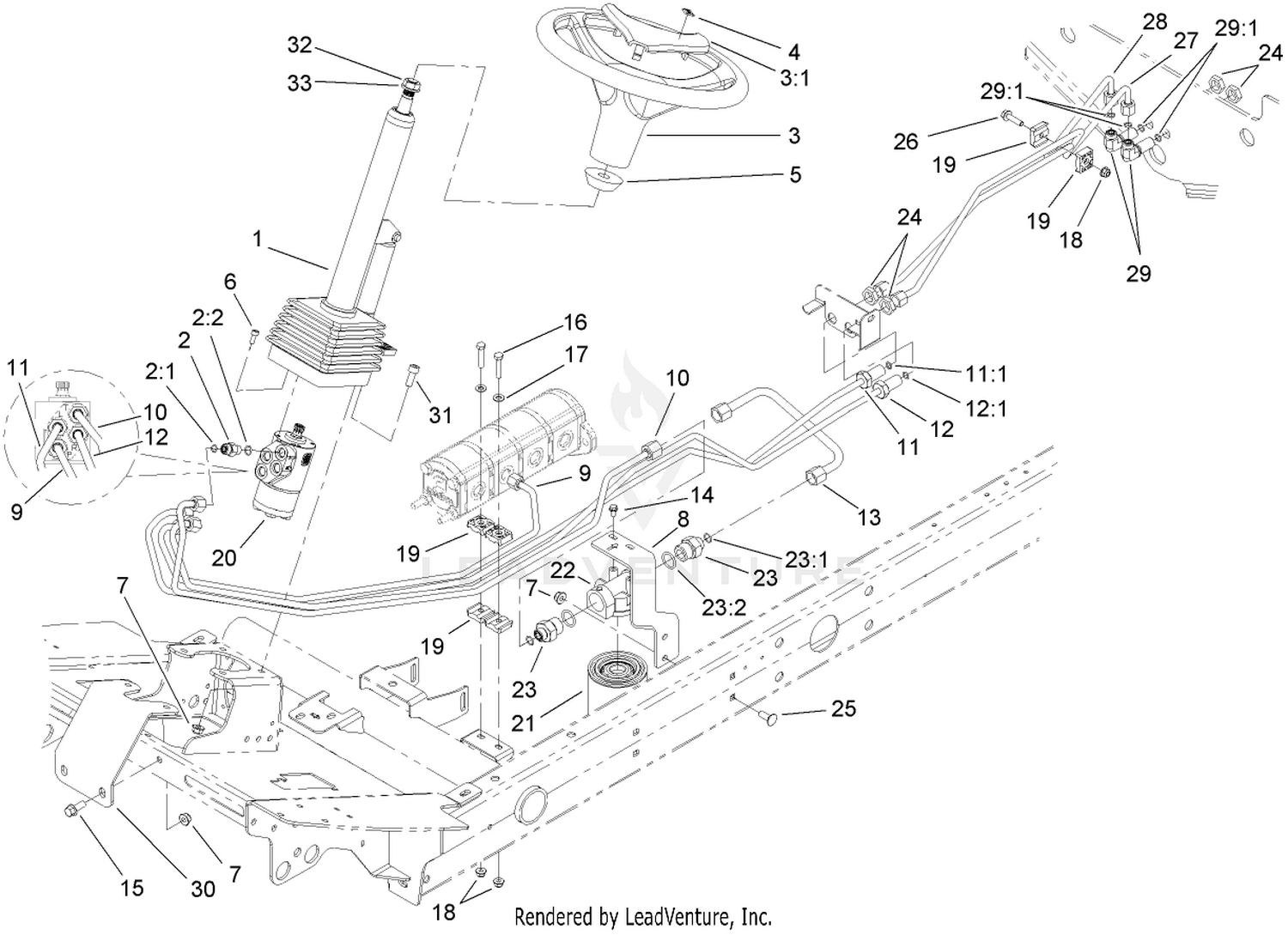 Steering Valve Hydraulic Plumbing Assembly