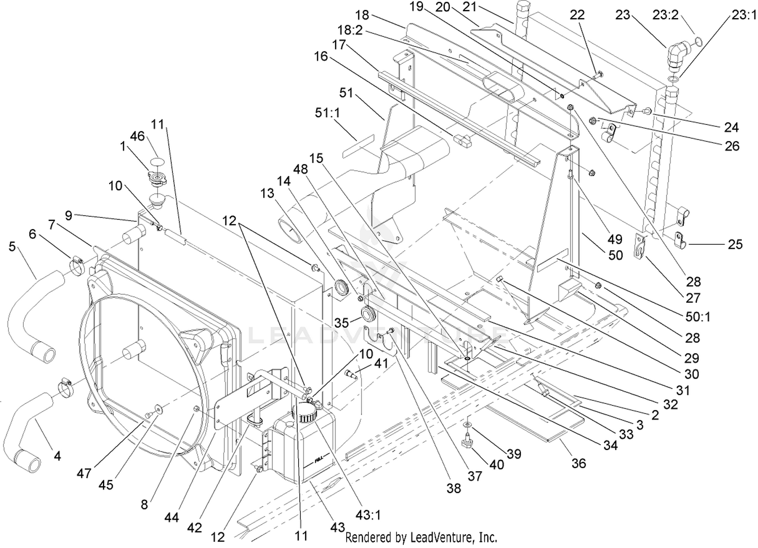 Radiator, Oil Cooler and Support Assembly