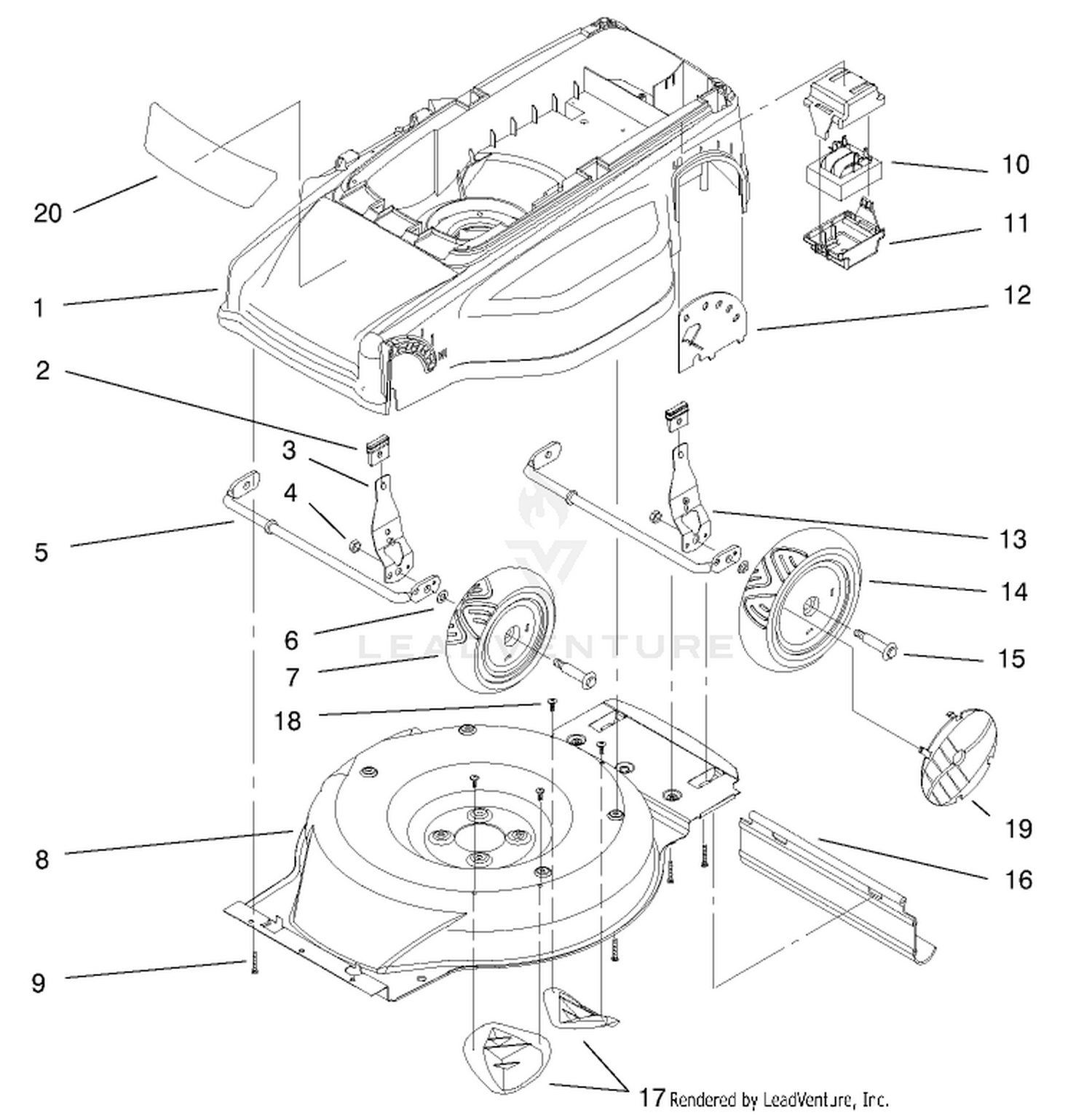 Deck, Liner And Wheel Assembly