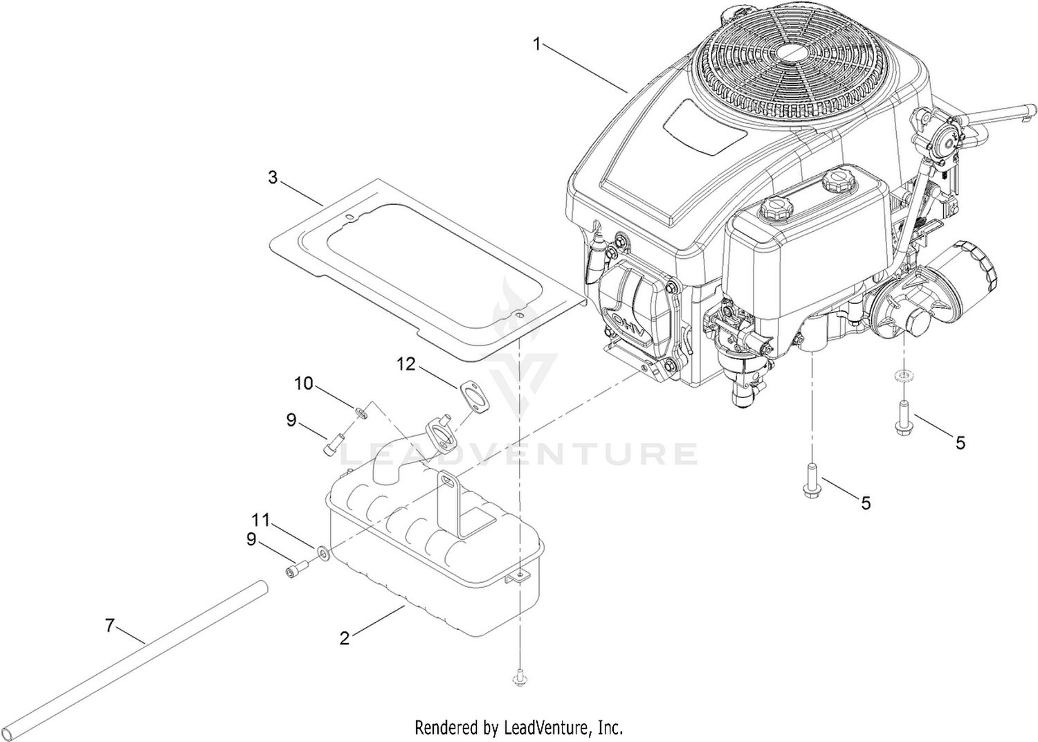 Engine and Muffler Assembly