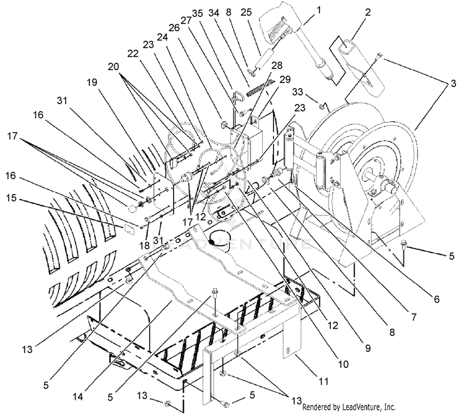 Hose Reel, Spray Gun and Electrical Box Assembly