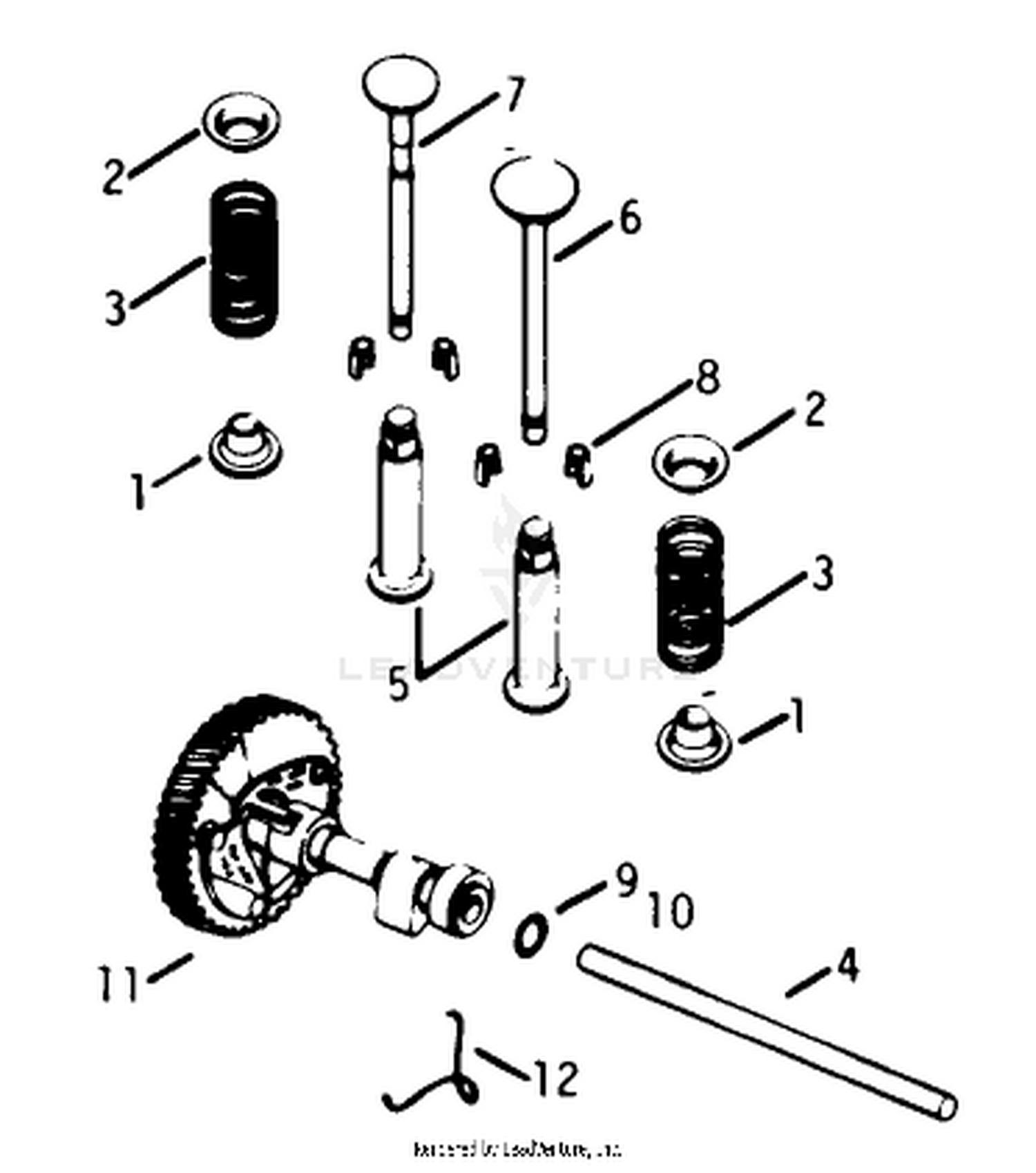 Camshaft  Valves-Engine Assembly-Kohler Model K-321s Spec. No. 60407