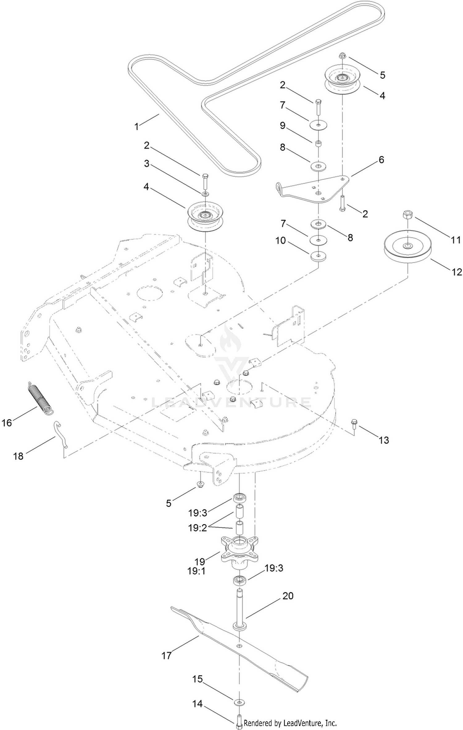 42 Inch Deck, Blade, and Spindle Assembly