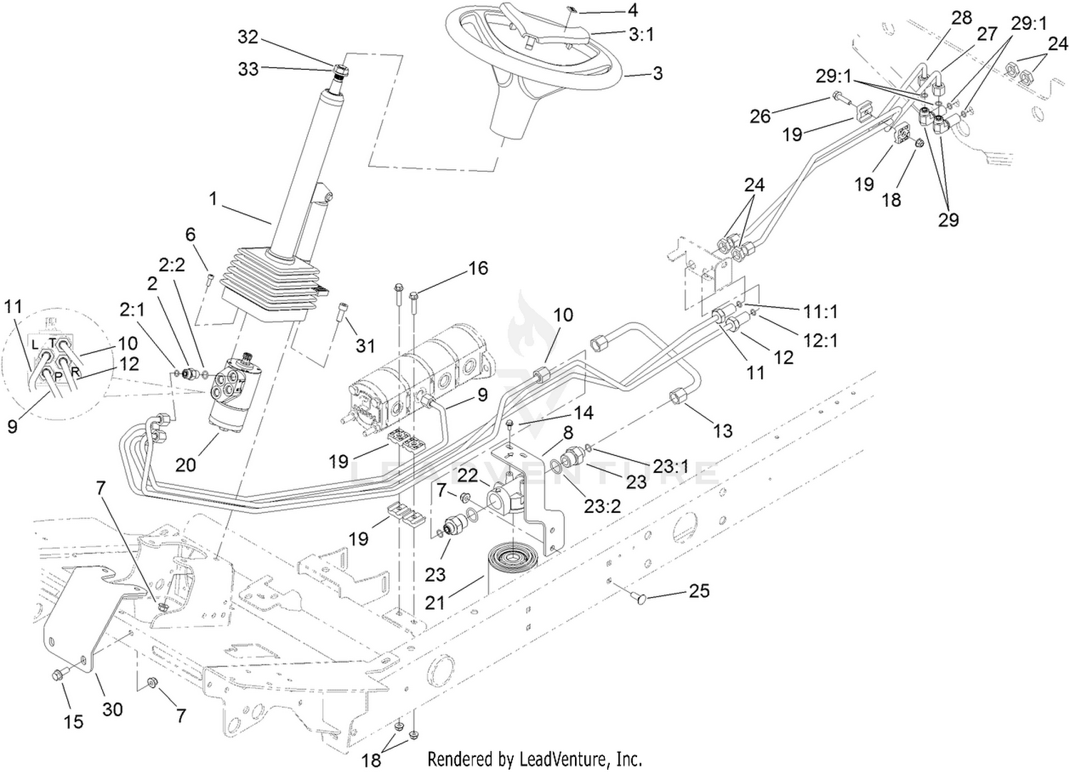 Steering Valve Hydraulic Plumbing Assembly