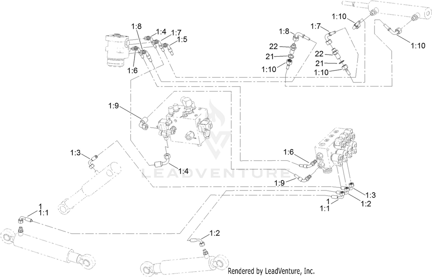 Hydraulic Lift Cylinder   Hose Routing Assembly