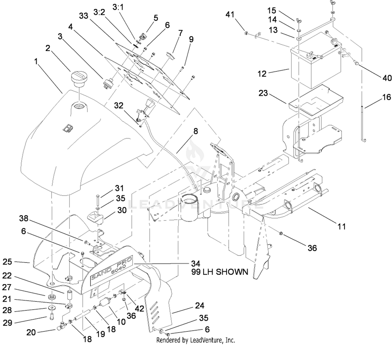 Fuel Tank and Battery Assembly