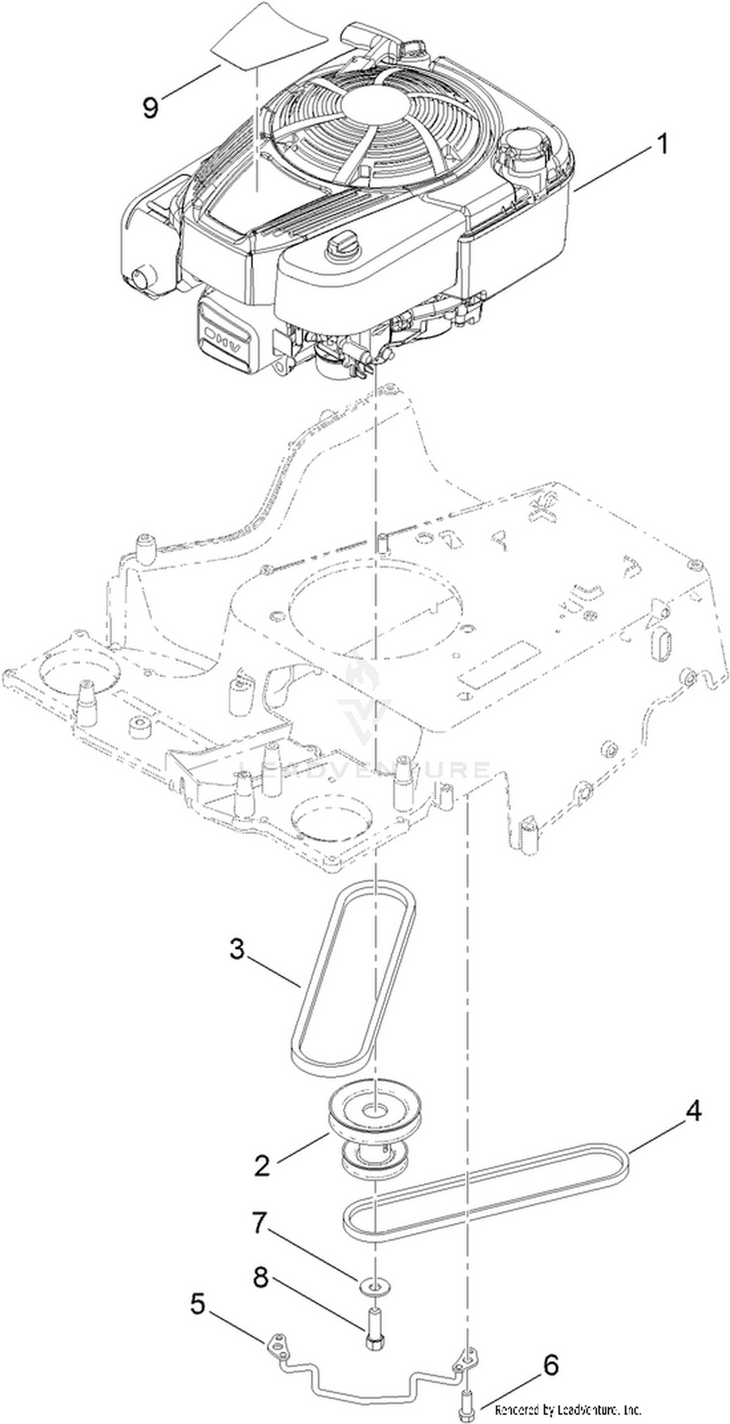 Engine and Pulley Assembly