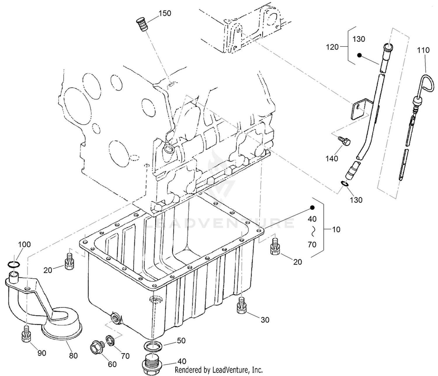 Oil Pan, Pump and Dipstick Assembly