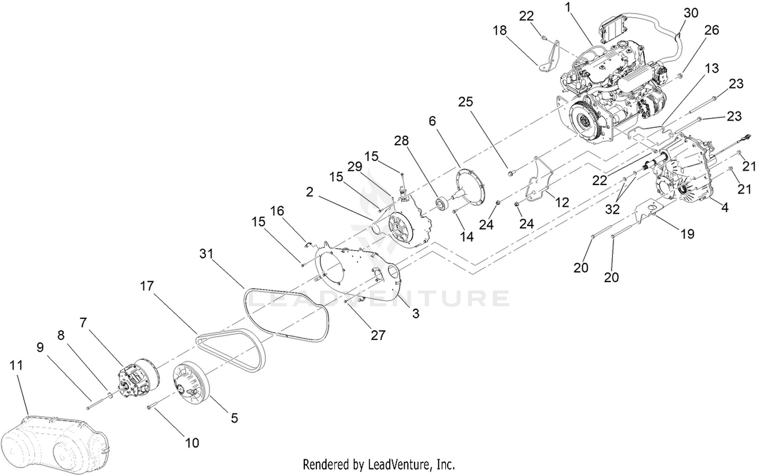 Engine, Transaxle and Clutch Assembly
