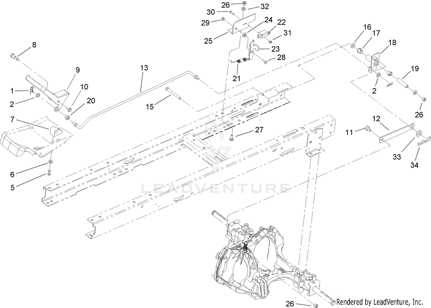 Hydro Transaxle Control and  No Mow In Reverse Assembly
