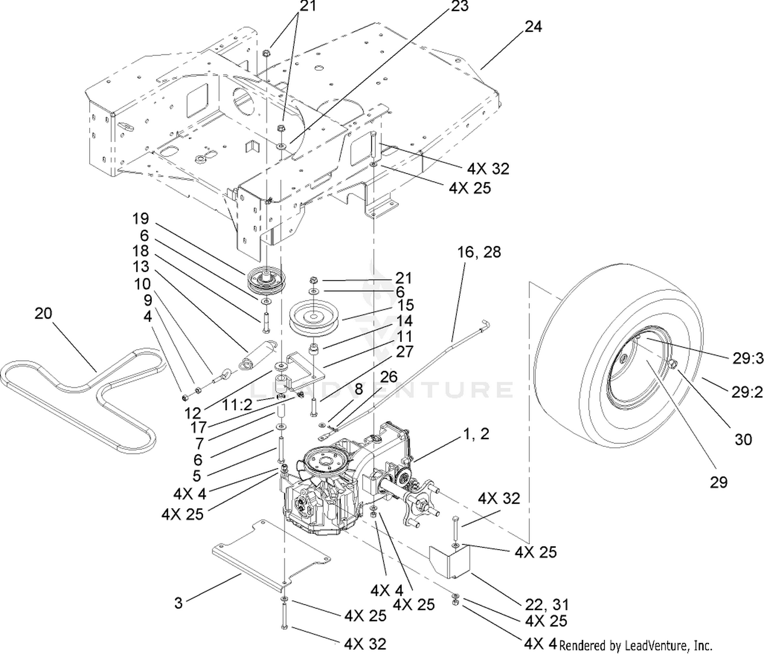 Hydro and Belt Drive Assembly