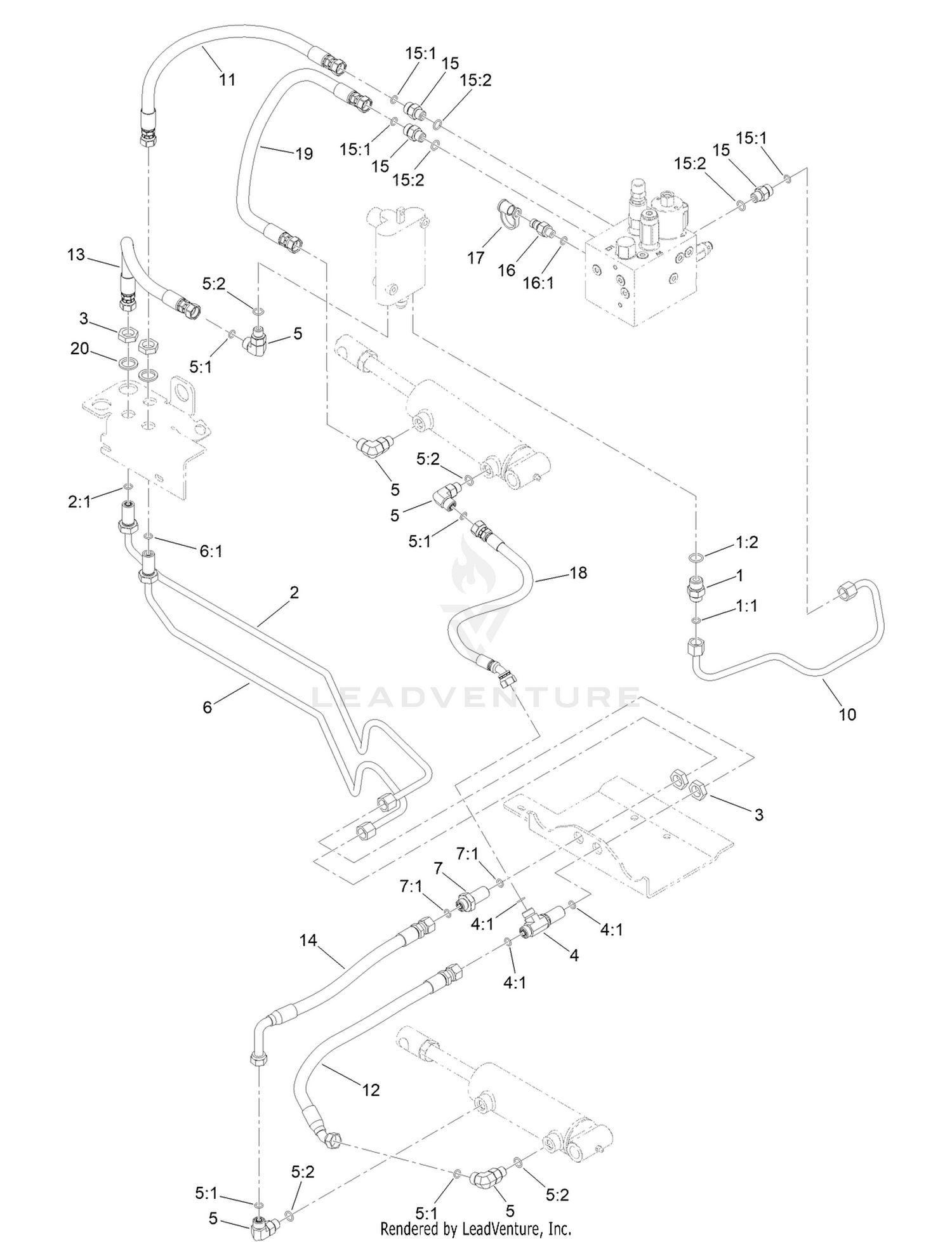 Hydraulic Lift Circuit Plumbing Assembly