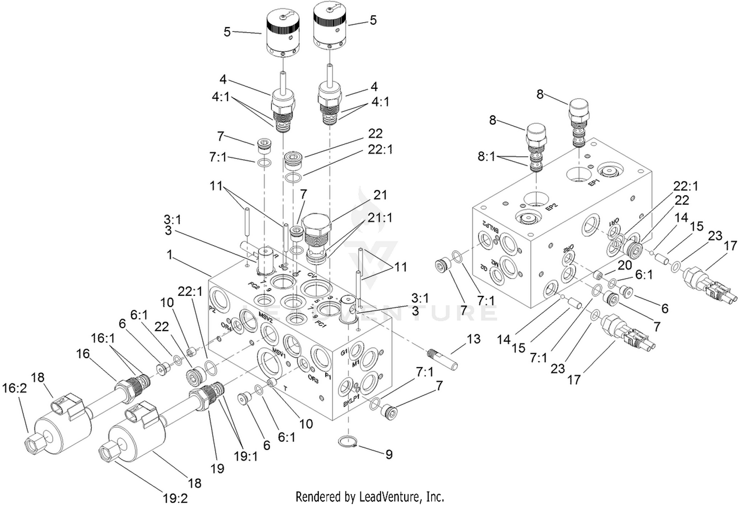 Hydraulic Manifold Block Assembly No. 108-1625