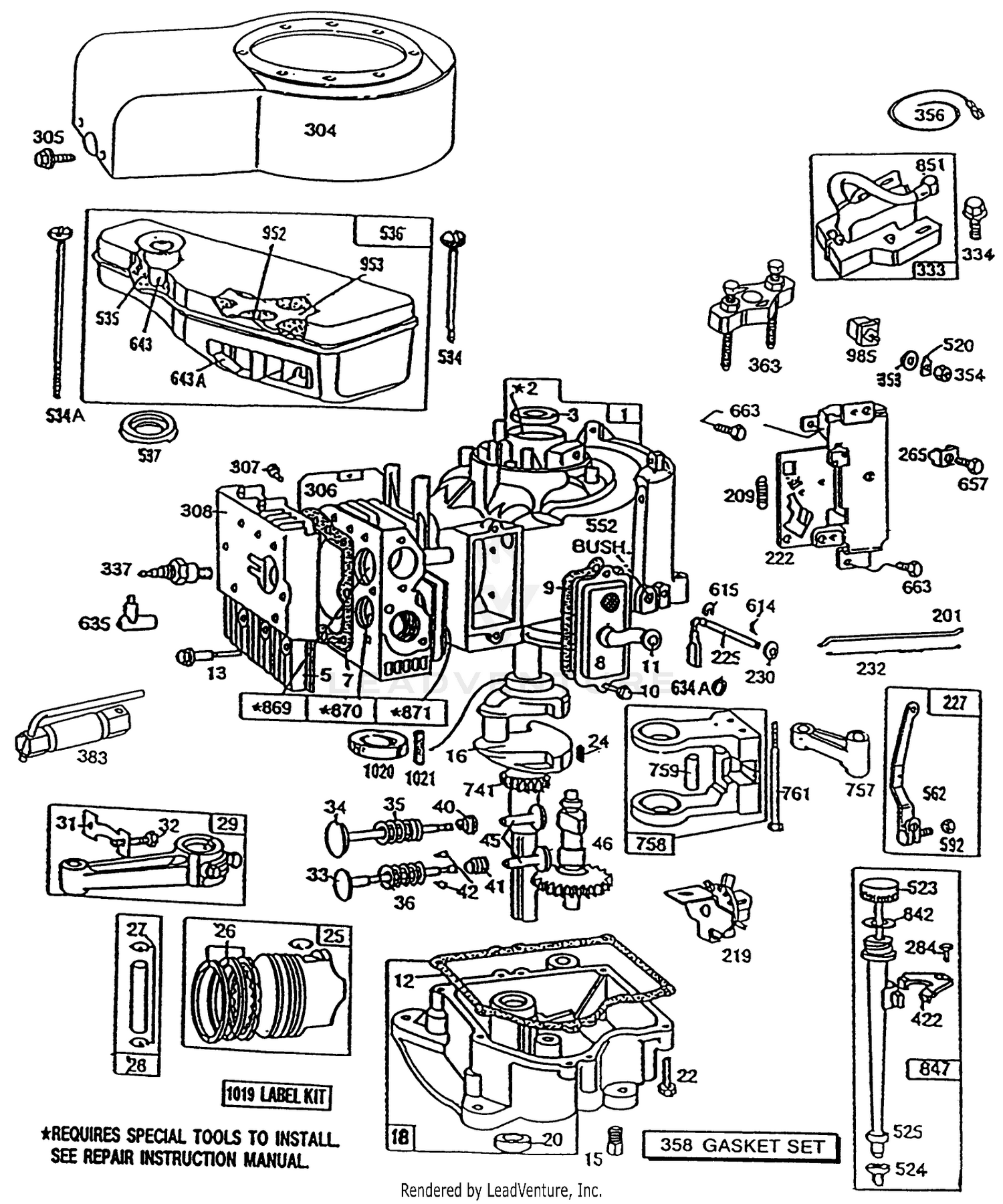 10hp Engine Briggs  Stratton Model No. 256707 Type No. 0126-01