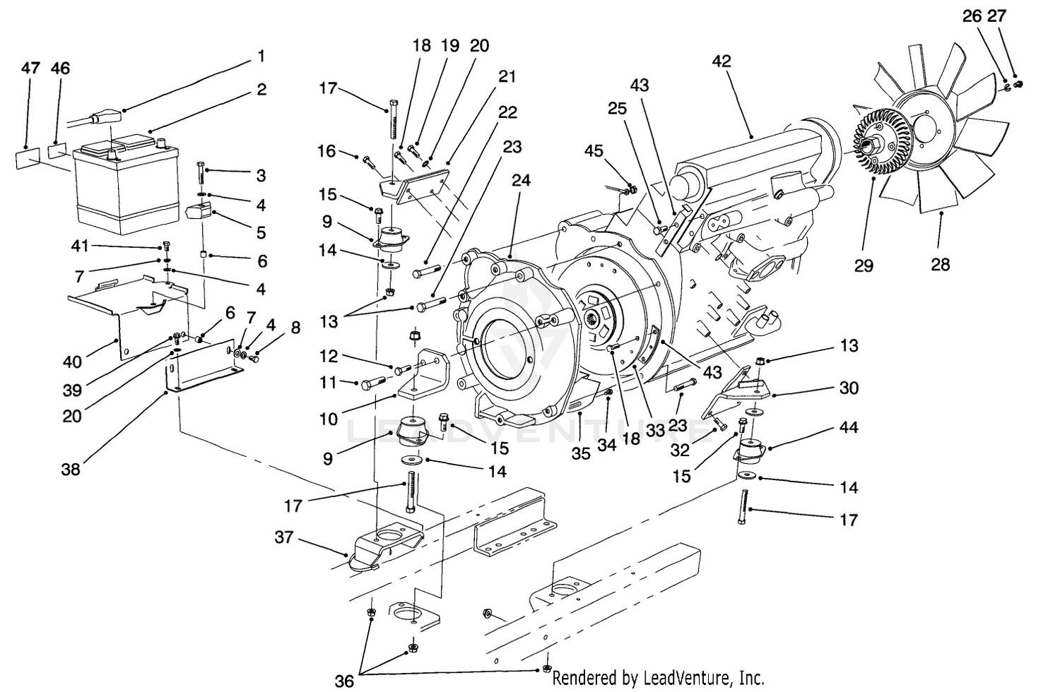 Engine  Battery Installation Assembly
