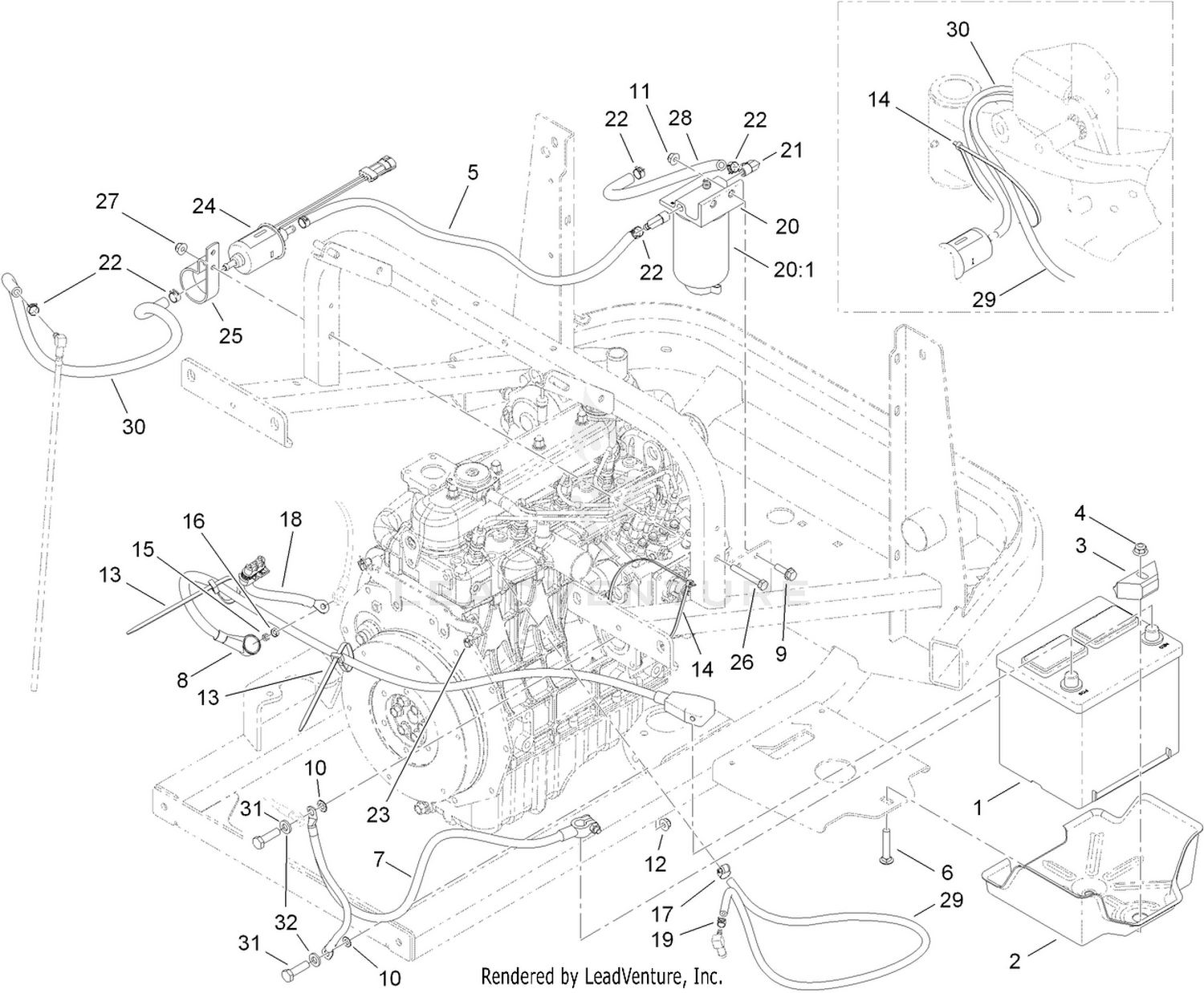 Battery and Fuel Delivery Assembly