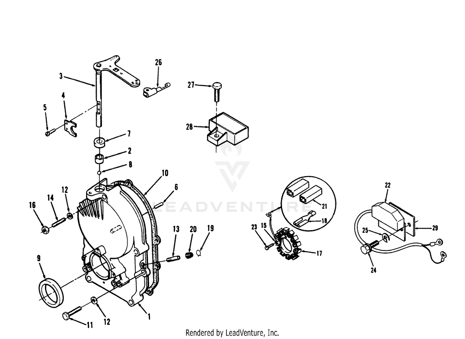 Gearcase, Ignition Control, Alternator And Regulator