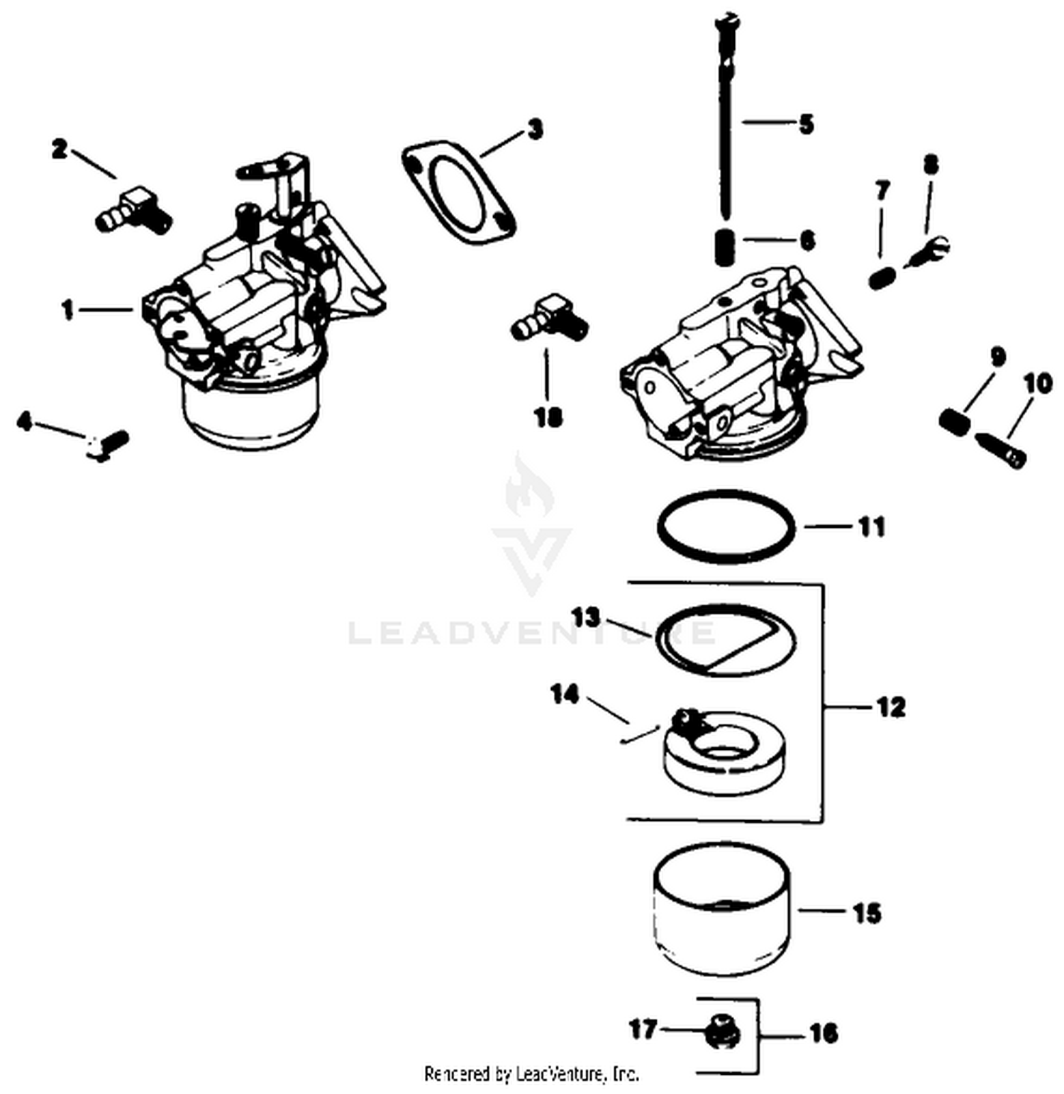Carburetor-Kohler Engine Model No. M16 Spec. No. 711 526