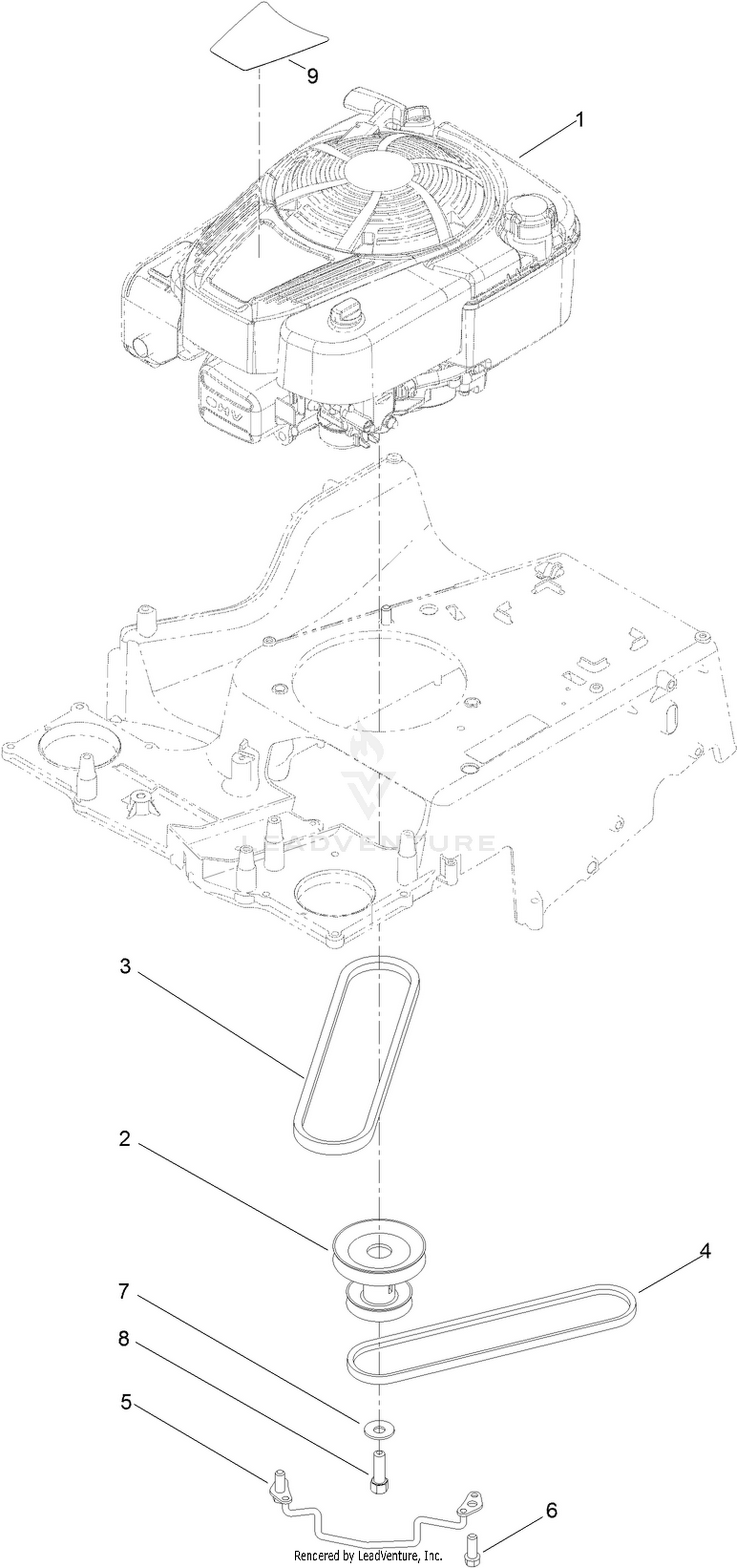 Engine and Pulley Assembly